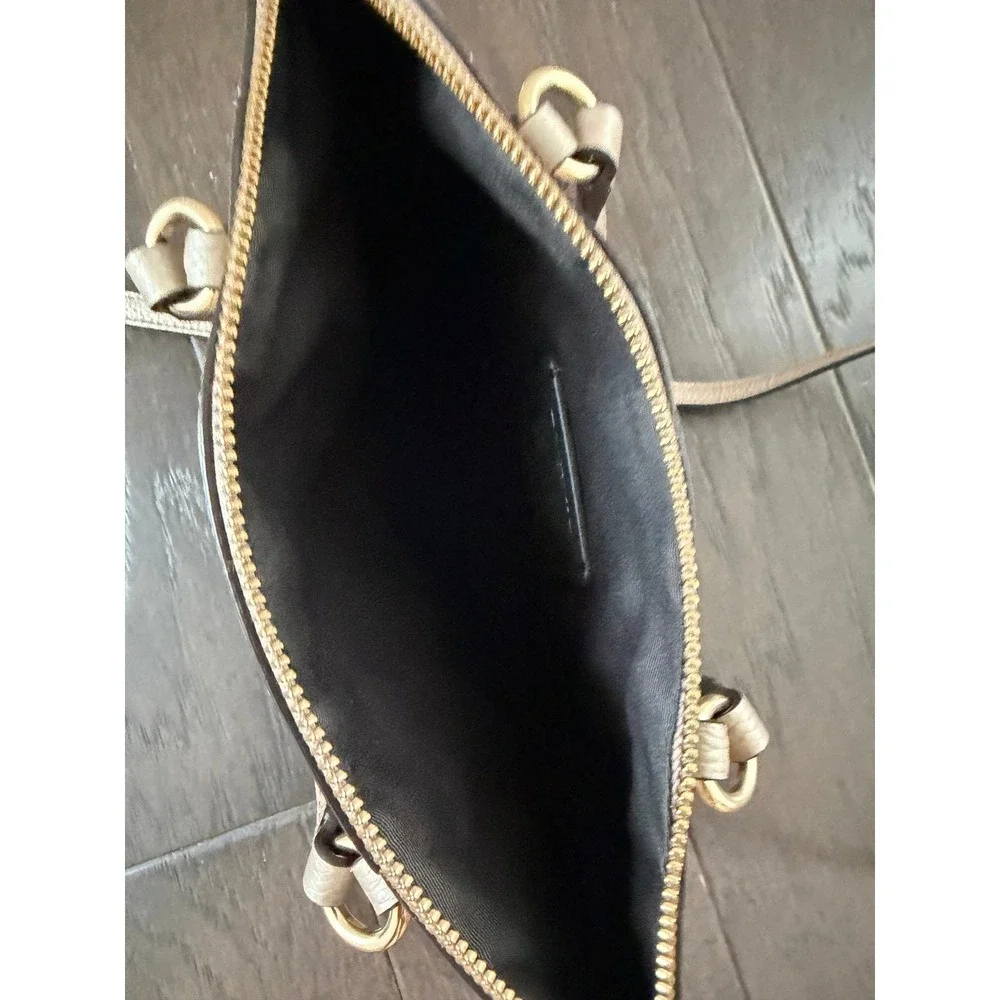Coach Kelsey Metallic Taupe Pebble Leather Satchel Crossbody Bag F22316
